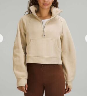 Lululemon Scuba Oversized Funnel Neck Half Zip Sweatshirt Trench Tan XS / S